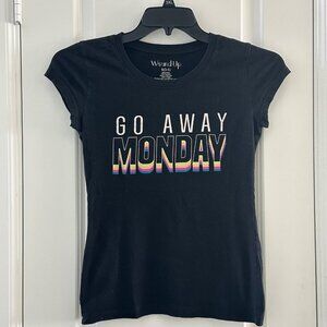 Go Away Monday Womens Graphic Tee Black S